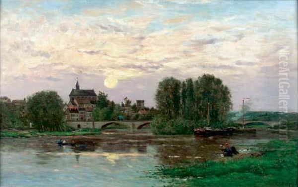 Lavandieres Au Bord De La Riviere Oil Painting by Hippolyte Camille Delpy