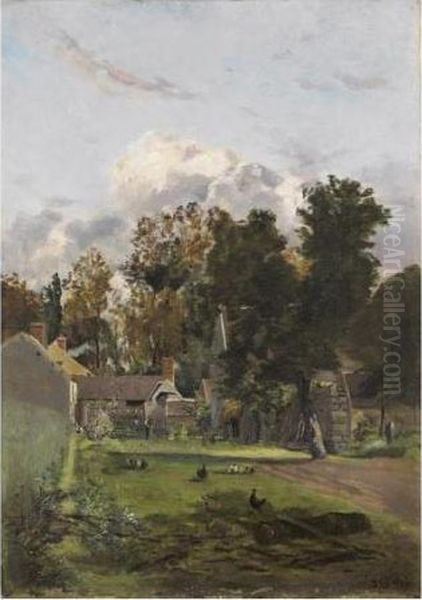 Paysan Bechant Son Jardin Oil Painting by Hippolyte Camille Delpy