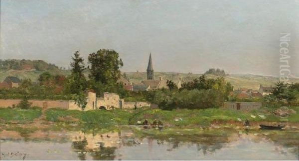 Lavandieres Au Bord De L'eau Oil Painting by Hippolyte Camille Delpy