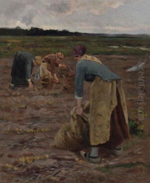 The Potato Gatherers Oil Painting by Hippolyte Camille Delpy