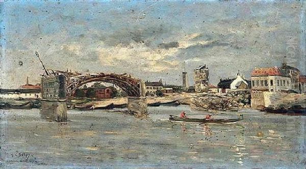 Pont A Asnieres Oil Painting by Hippolyte Camille Delpy