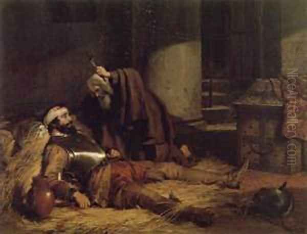 The Dying Warrior c1843 Oil Painting by Charles Zacharie Landelle