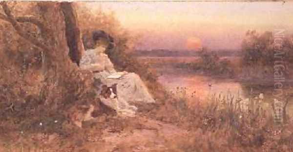 A Book at Sunset Oil Painting by Thomas Lloyd