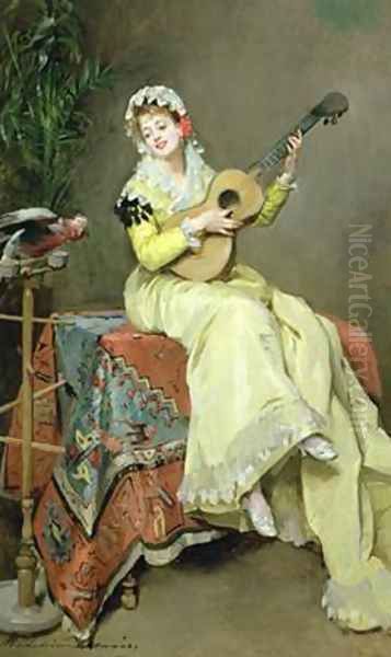 Un Moment Musical Oil Painting by Madeleine Jeanne Lemaire