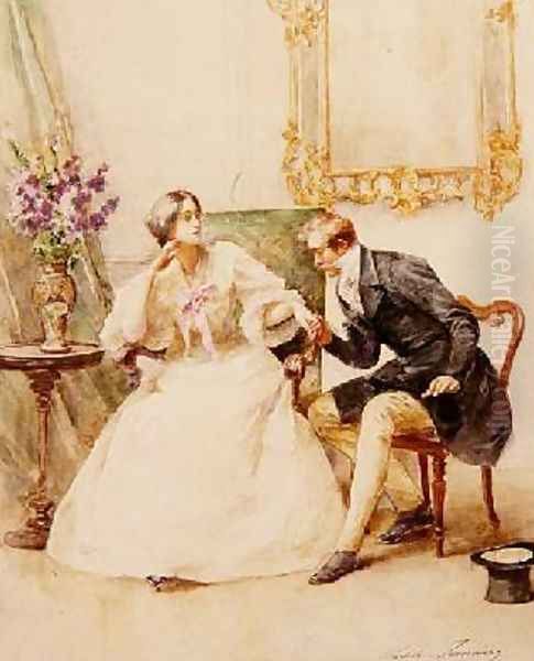 The Suitor Oil Painting by Madeleine Jeanne Lemaire