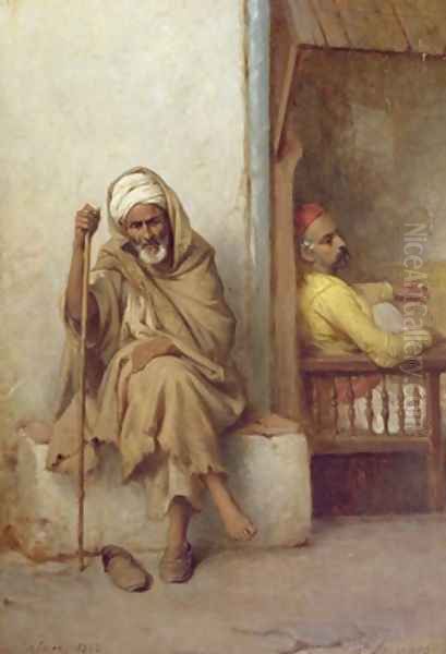 Algerian Men Resting Oil Painting by Jean Raymond Hippolyte Lazerges