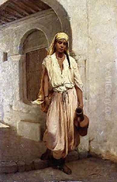 A Water Carrier Oil Painting by Jean Raymond Hippolyte Lazerges