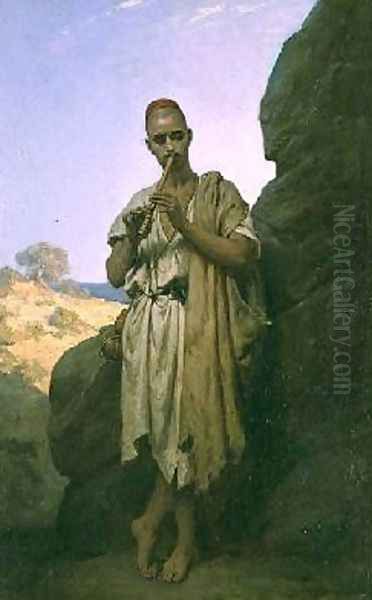 An Arab Musician Oil Painting by Jean Raymond Hippolyte Lazerges