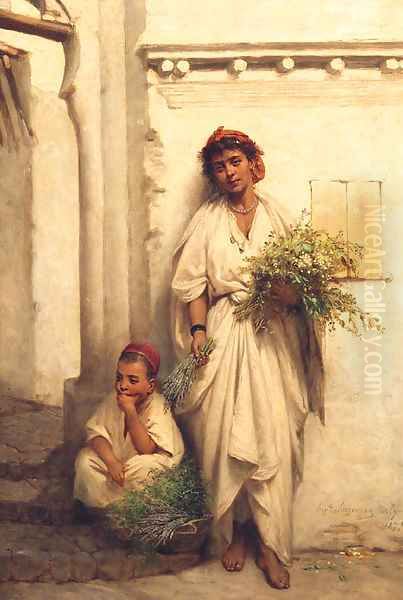 The Flower Seller Oil Painting by Jean Raymond Hippolyte Lazerges