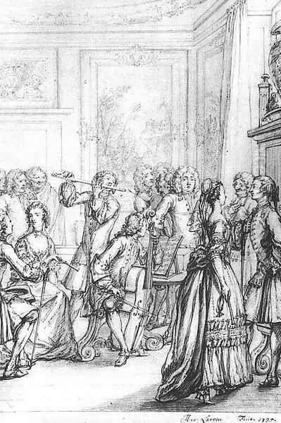 A Concert at Montagu House 1735 Oil Painting by Marcellus, the Younger Laroon