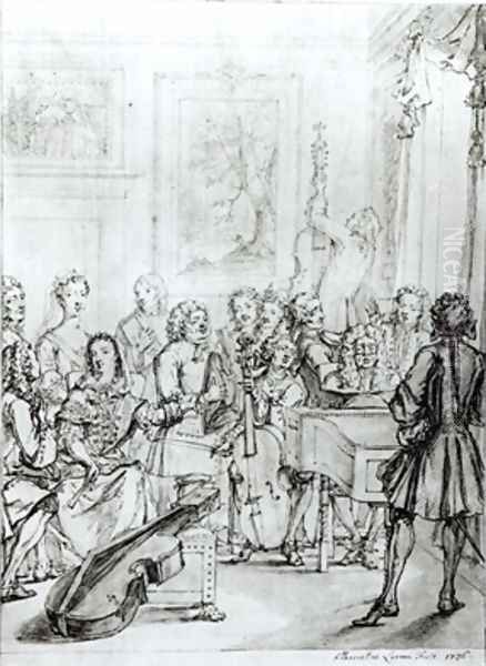 Concert at Montague House Oil Painting by Marcellus, the Younger Laroon