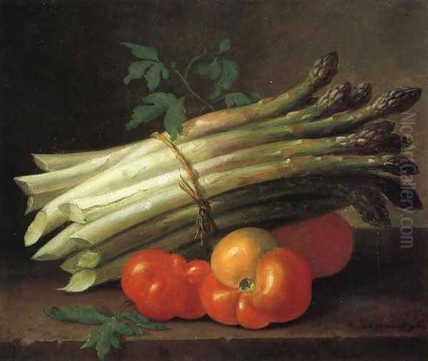 Still Life with Asparagus and Tomatoes Oil Painting by Paul Lacroix