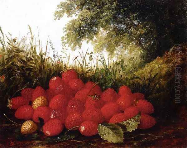 Strawberries in a Landscape Oil Painting by Paul Lacroix