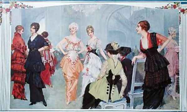 Fashion Show at the Maison Beer Oil Painting by Rene Lelong