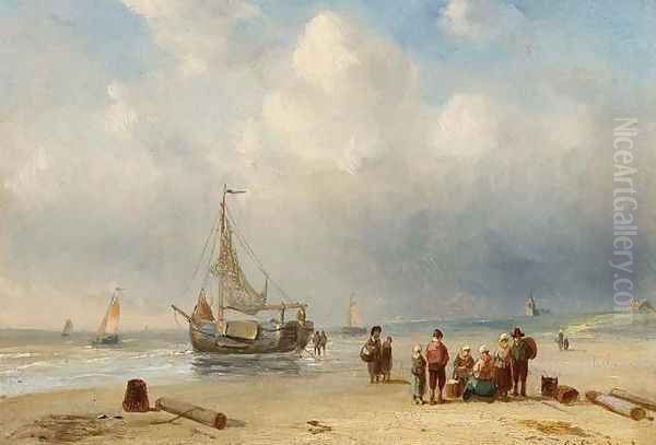 Bringing in the Catch Oil Painting by Charles Henri Leickert