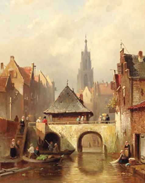 A capriccio view of Utrecht Oil Painting by Charles Henri Leickert