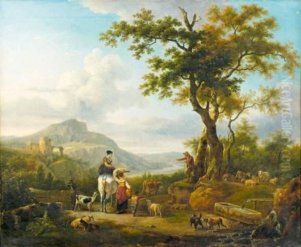 Paysage Pastoral Oil Painting by Jean Louis (Marnette) De Marne