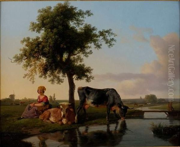 Scene Pastorale Oil Painting by Jean Louis (Marnette) De Marne