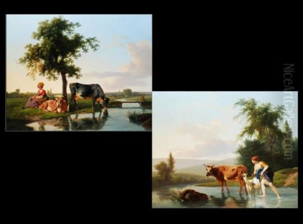 Gemaldepaar Oil Painting by Jean Louis (Marnette) De Marne