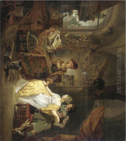 The Visit To The Alchemist Oil Painting by Jean Louis (Marnette) De Marne