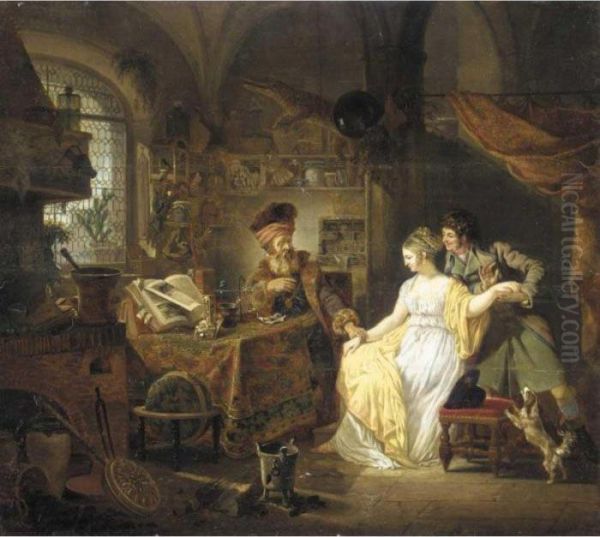 The Visit To The Alchemist Oil Painting by Jean Louis (Marnette) De Marne