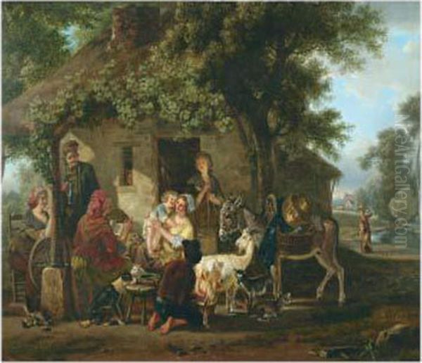 L'heureuse Famille Oil Painting by Jean Louis (Marnette) De Marne