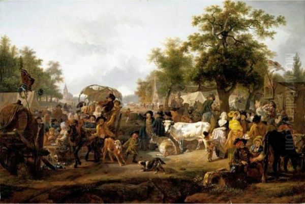 The Village Fair Oil Painting by Jean Louis (Marnette) De Marne