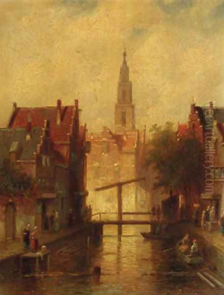 View in a city Oil Painting by Charles Henri Leickert