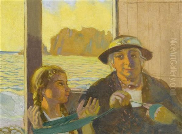 L'echeveau De Laine Verte Oil Painting by Maurice Denis