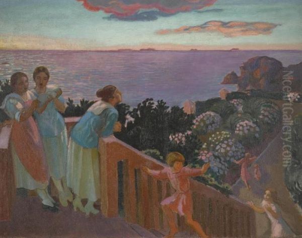 Crepuscule Aux Hortensias Oil Painting by Maurice Denis