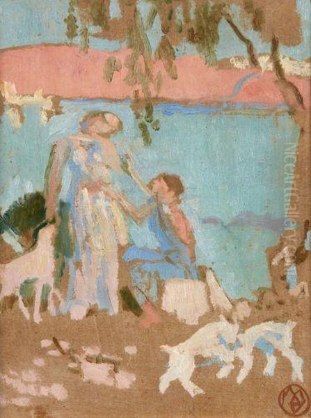 Orphee Rencontre La Bergere Eurydice Oil Painting by Maurice Denis