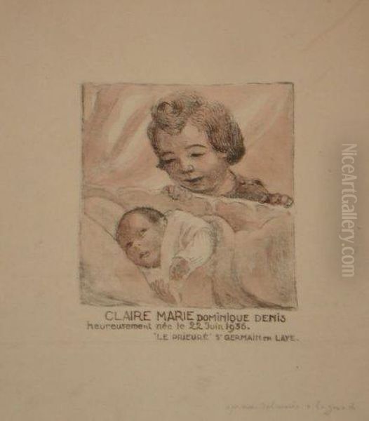 Faire-part De Naissance De Claire-marie-dominique Denis Oil Painting by Maurice Denis