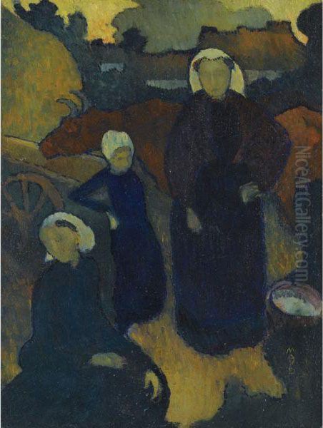 Bretonnes - Recto 
Etude Pour Un Portrait D'homme - Verso Oil Painting by Maurice Denis