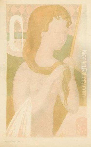 Jeune Fille A Sa Toilette, Ou Jeune Fille Se Coiffant Oil Painting by Maurice Denis