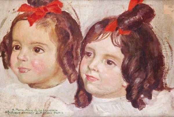 Portraits De Deux Fillettes Oil Painting by Maurice Denis