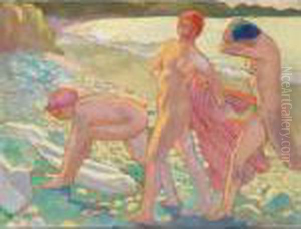 Soir Sur La Plage, Apres Le Bain Oil Painting by Maurice Denis