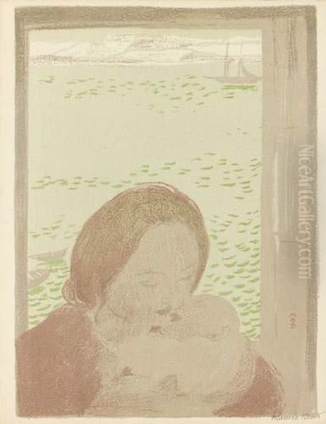 Maternite Devant La Mer, Ou Maternite Au Pouldu. 1900. Oil Painting by Maurice Denis