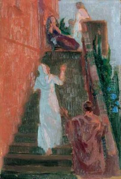 Escaliers A Perros Oil Painting by Maurice Denis