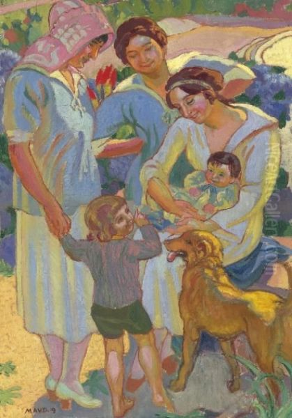 Autour De L'enfant, Avec Le Chien Oil Painting by Maurice Denis