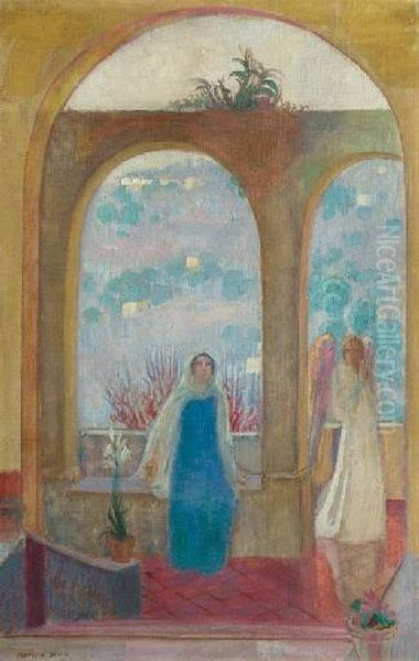 Annonciation Sous Les Arcades A La Fleur-de-lys Oil Painting by Maurice Denis