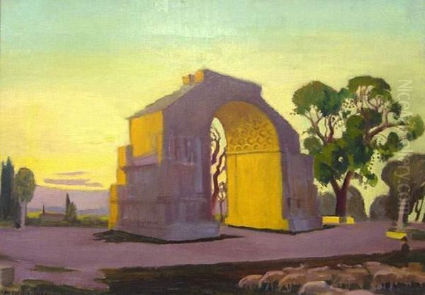 Arc De Triomphe A Saint Remy De Provence Au Soleil Couchant. Oil Painting by Maurice Denis