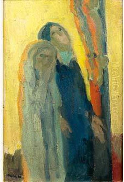 Personnages Pres De La Croix Oil Painting by Maurice Denis