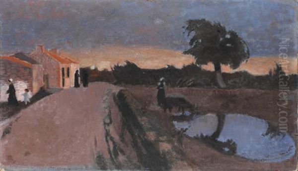 Bretonnes Au Village, Pres De La Mare Oil Painting by Maurice Denis