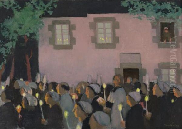 Procession Du Soir Du Folgoet Oil Painting by Maurice Denis