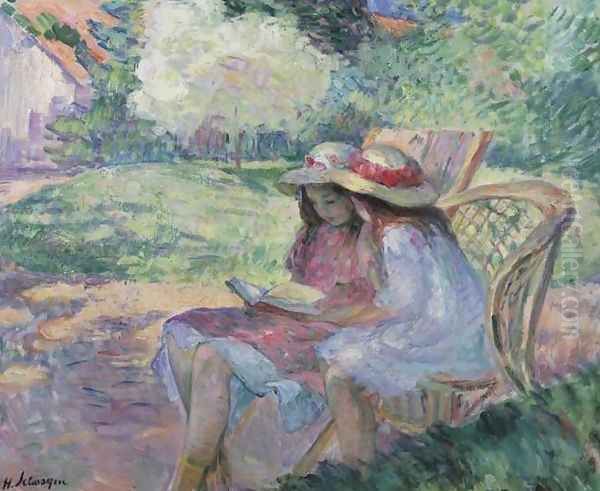 Jeunes filles lisant dans le parc Oil Painting by Henri Lebasque