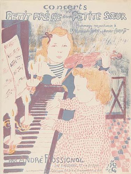 Au Piano, Frontispiece Des Concerts Du Petit Frere Et De La Petitesur Oil Painting by Maurice Denis