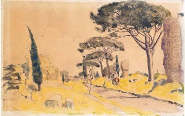 Via Appia A Rome Oil Painting by Maurice Denis