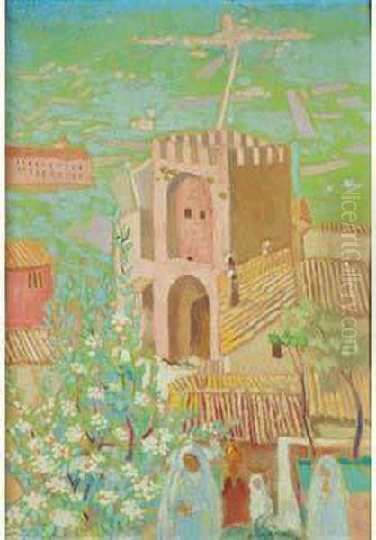 Printemps A Assise , La Porte San Pietro, Circa 1936. Oil Painting by Maurice Denis