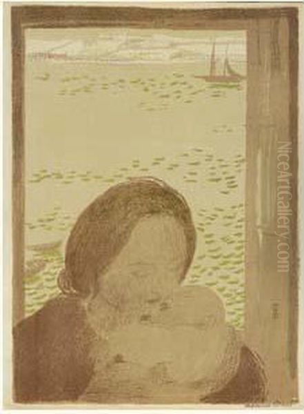 Maternite Devant La Mer, Ou Maternite Au Pouldu. 1900. Oil Painting by Maurice Denis