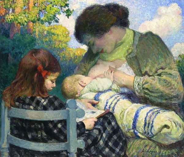 Motherhood, Madame Lebasque and Her Children Oil Painting by Henri Lebasque